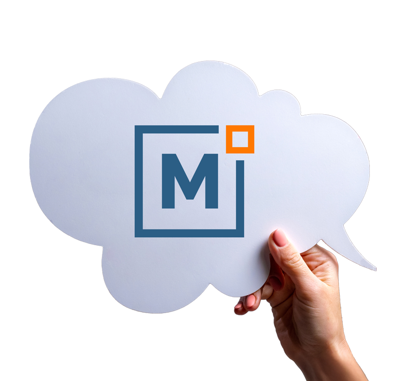 A hand holding up a speech bubble